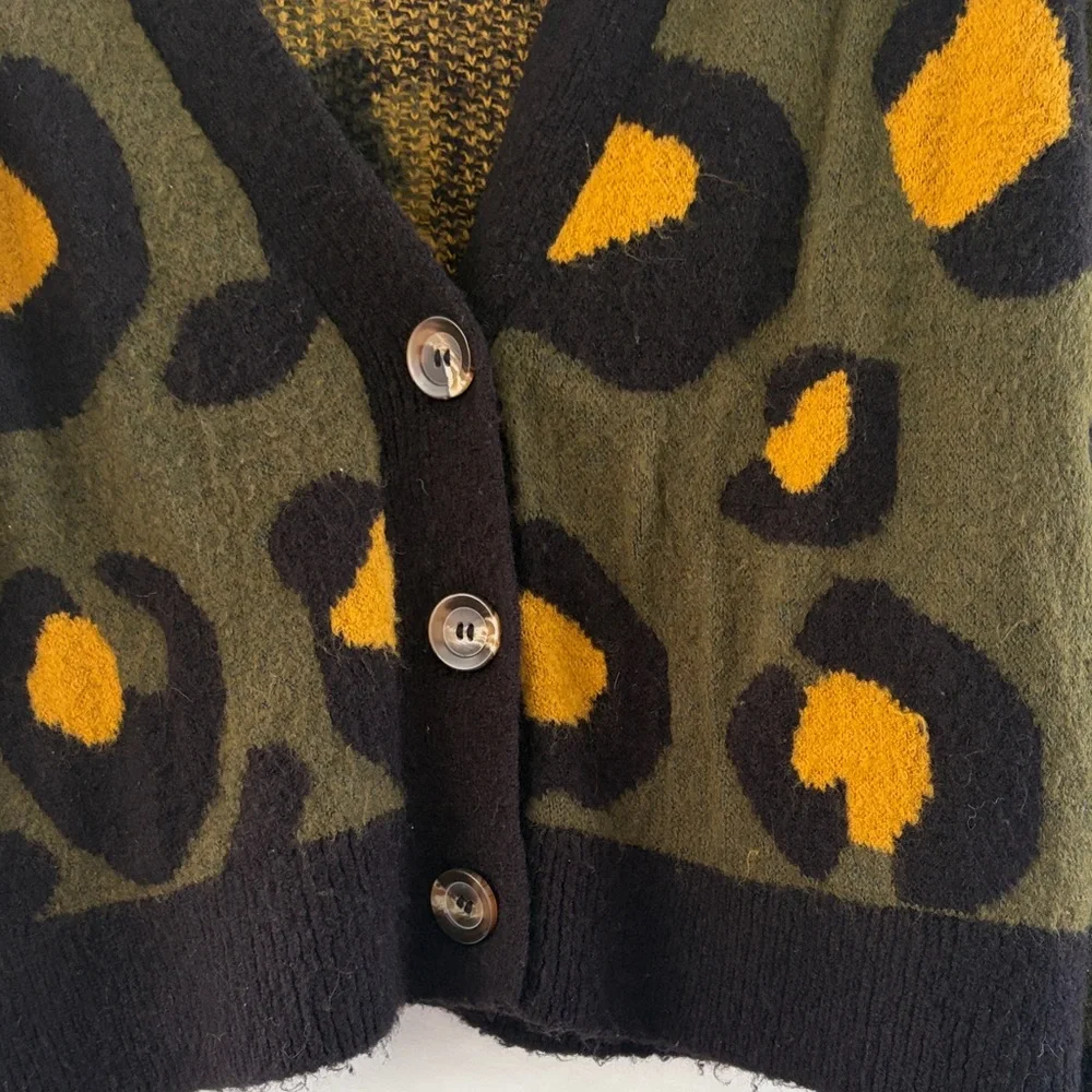Leopard Print Button-Up Sweater - Picture 2 of 3